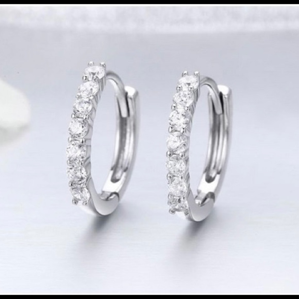NEW 925 Silver Earrings With Cubic Zircon Stones
